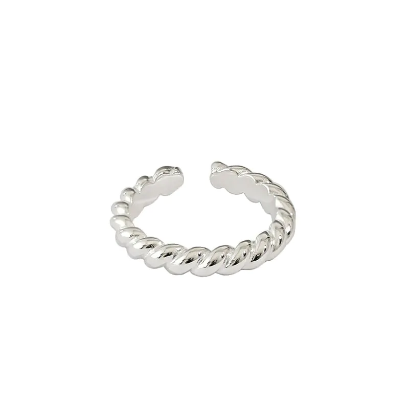 Classic Twisted 925 Sterling Silver Adjustable Ring
