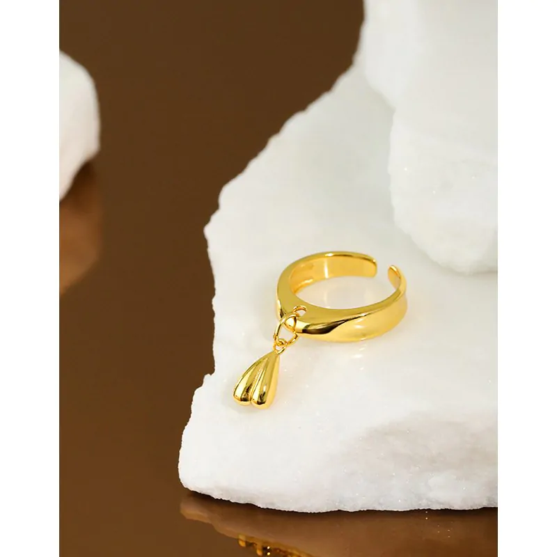 Drop Heart 925 Sterling Silver Adjustable Ring - Image 2