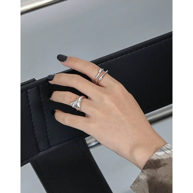 Drop Heart 925 Sterling Silver Adjustable Ring - Image 4