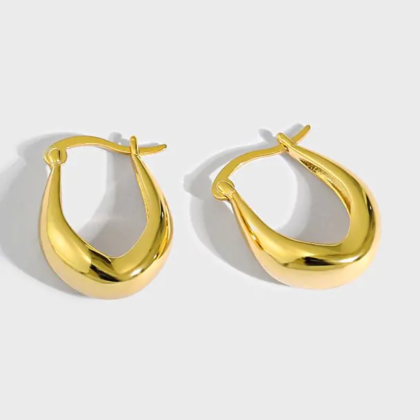 Irregular U Shape Hot 925 Sterling Silver Hoop Earrings - Image 4