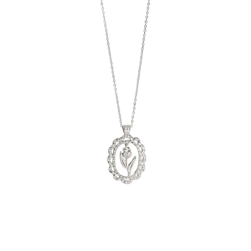 Tulips Flower 925 Sterling Silver Necklace