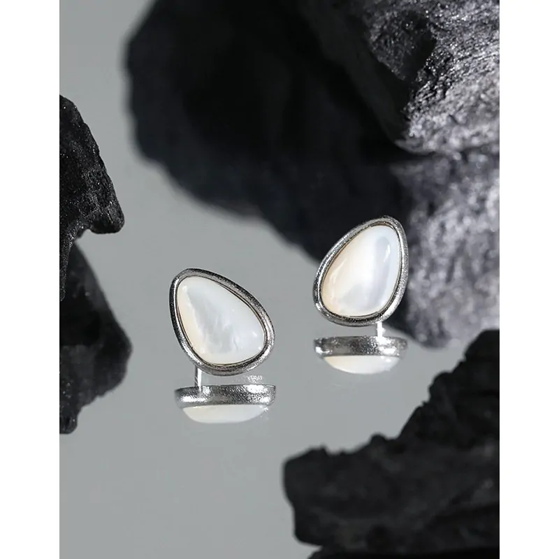 Waterdrop Mother of Shell 925 Sterling Silver Stud Earrings - Image 4