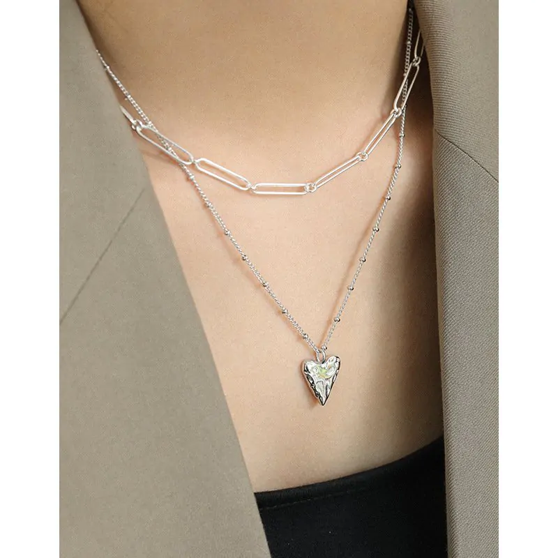 Irregular Love Heart 925 Sterling Silver Necklace - Image 3