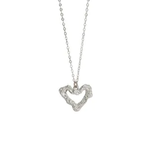 Irregular Hollow Heart 925 Sterling Silver Necklace