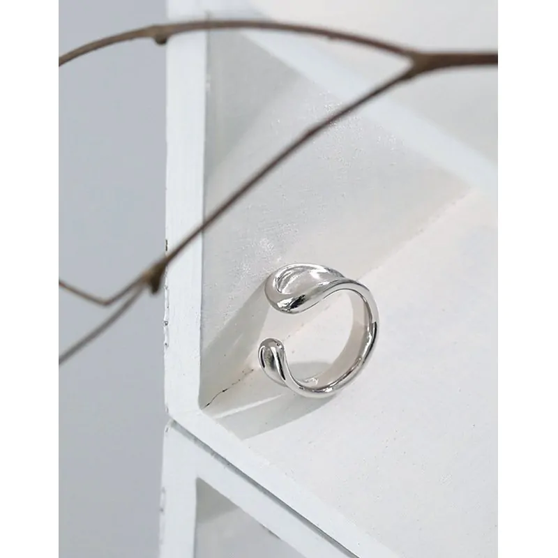 Geometric Irregular River 925 Sterling Silver Adjustable Ring - Image 2