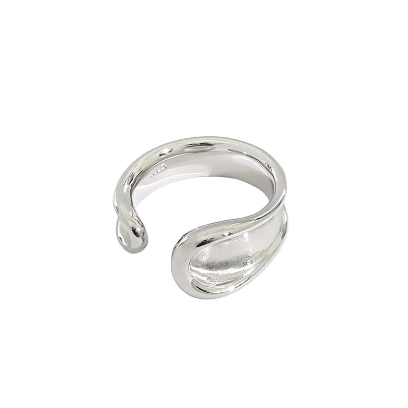 Geometric Irregular River 925 Sterling Silver Adjustable Ring