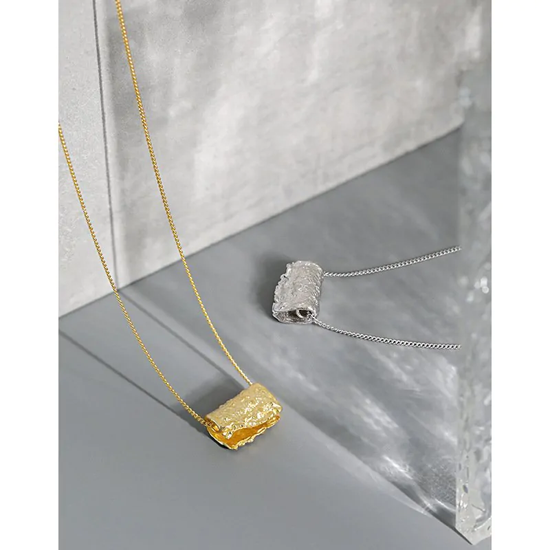 Geometric Block 925 Sterling Silver Necklace - Image 2