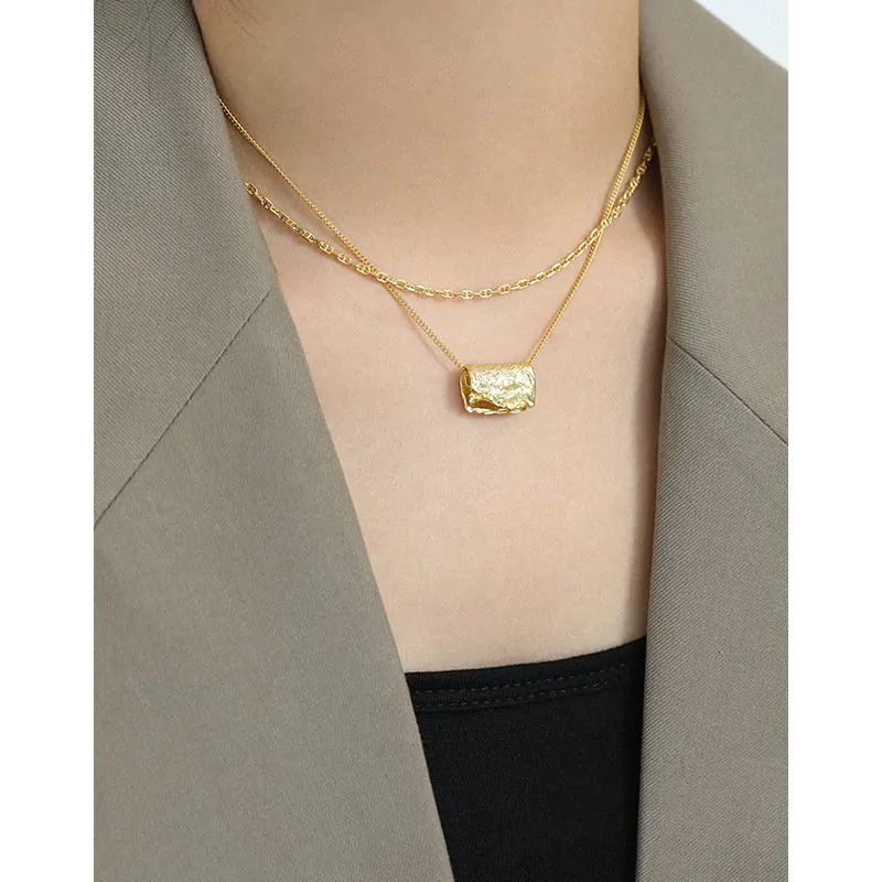 Geometric Block 925 Sterling Silver Necklace - Image 3