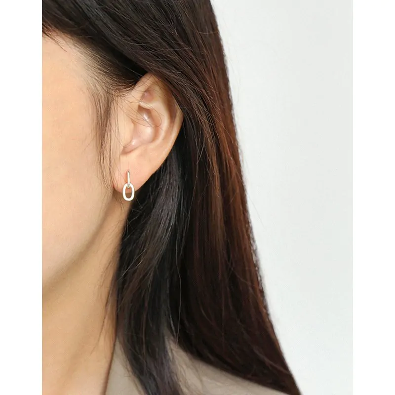 Mini Loop Chain 925 Sterling Silver Stud Earrings - Image 3