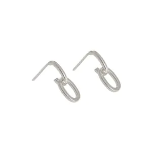 Mini Loop Chain 925 Sterling Silver Stud Earrings