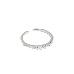 Round Bubbles Beans 925 Sterling Silver Adjustable Ring