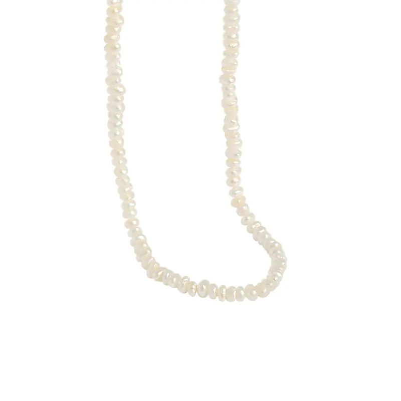 Elegant Irregular Natural Pearls 925 Sterling Silver Necklace