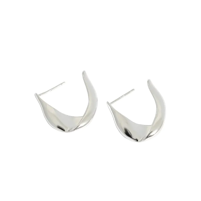 Twisted Circle 925 Sterling Silver Hoop Earrings