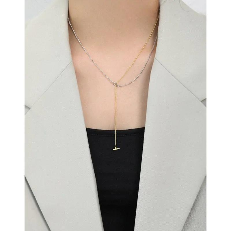 Elegant Double Layers Tassels OT 925 Sterling Silver Necklace - Image 3