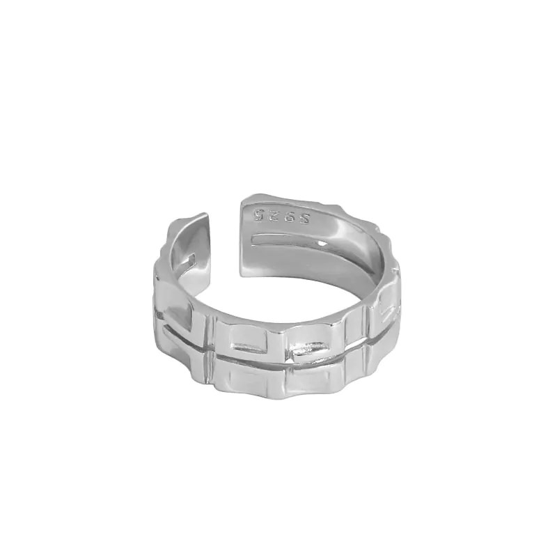 Double Layer Wheel Gear 925 Sterling Silver Adjustable Ring