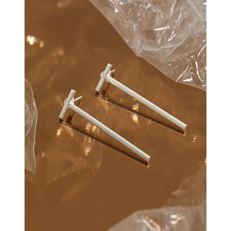 Letter T 925 Sterling Silver Stud Earrings - Image 2