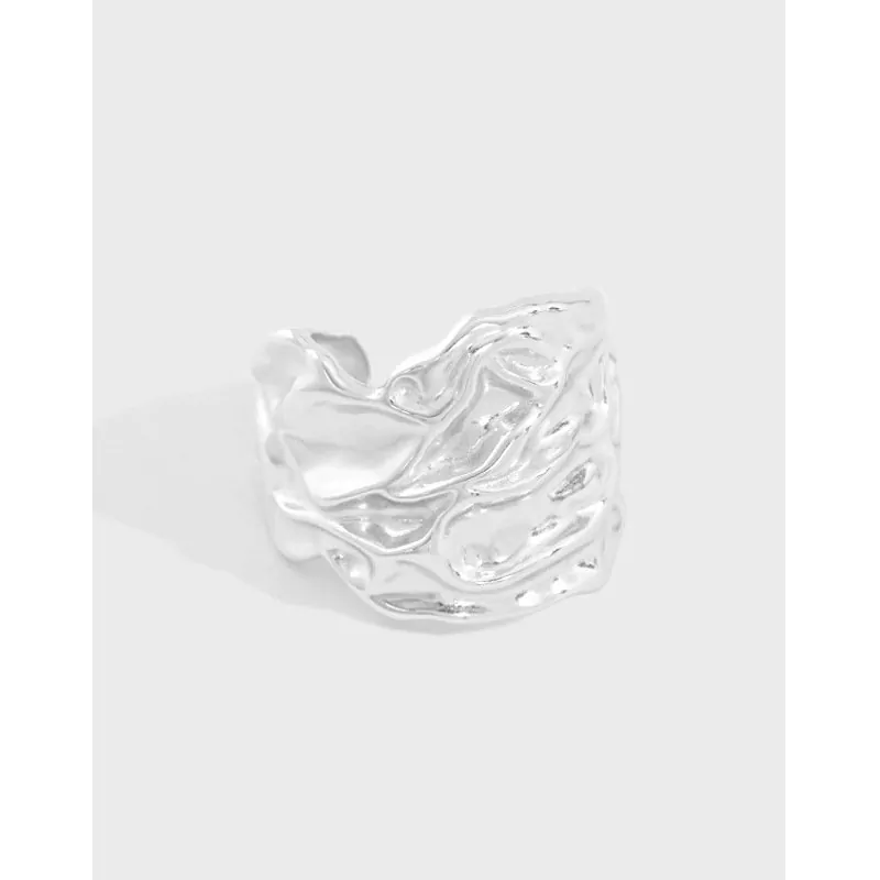 Wrinkle Wide 925 Sterling Silver Adjustable Ring - Image 5