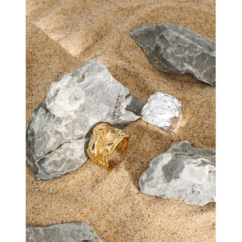 Wrinkle Wide 925 Sterling Silver Adjustable Ring - Image 2