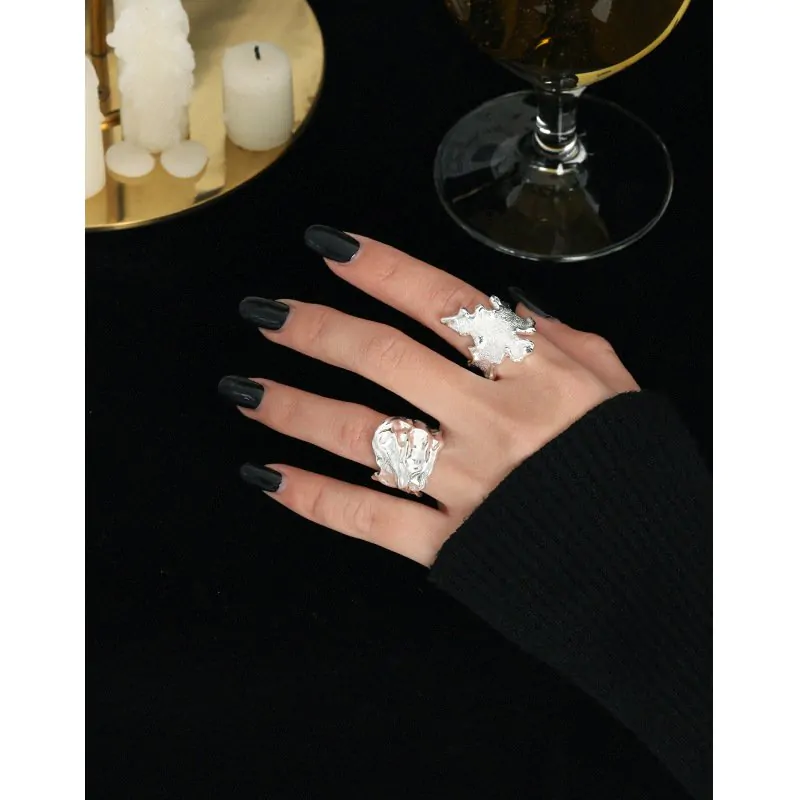 Wrinkle Wide 925 Sterling Silver Adjustable Ring - Image 3