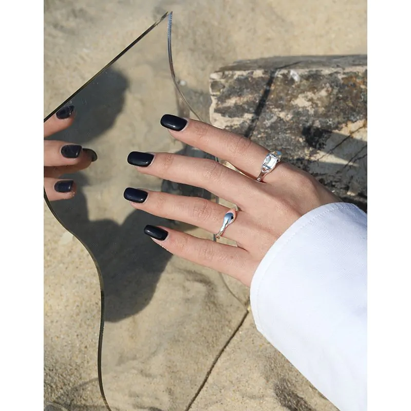 Irregular Stone 925 Sterling Silver Adjustable Ring - Image 3