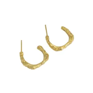 Geometric Irregular C Shape 925 Sterling Silver Stud Earrings