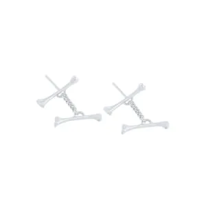 Two Bones Chain 925 Sterling Silver Dangling Earrings