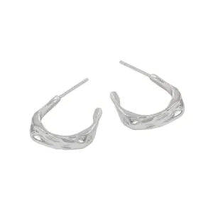 Geometric Irregular C Shape 925 Sterling Silver Stud Earrings