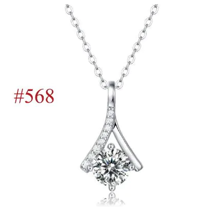 Elegant Six Claw V Shape Moissanite CZ 925 Sterling Silver Necklace - Image 4