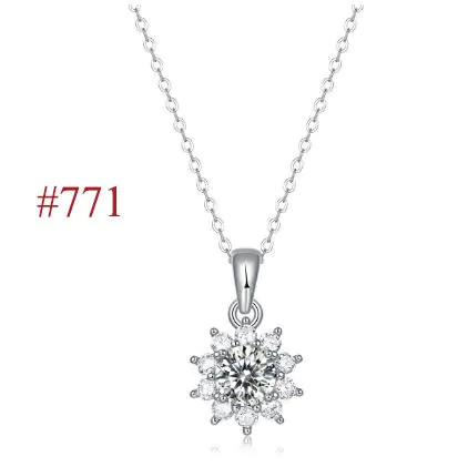 Elegant Six Claw V Shape Moissanite CZ 925 Sterling Silver Necklace - Image 7