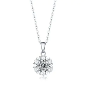 Moissanite CZ Snowflake 925 Sterling Silver Necklace