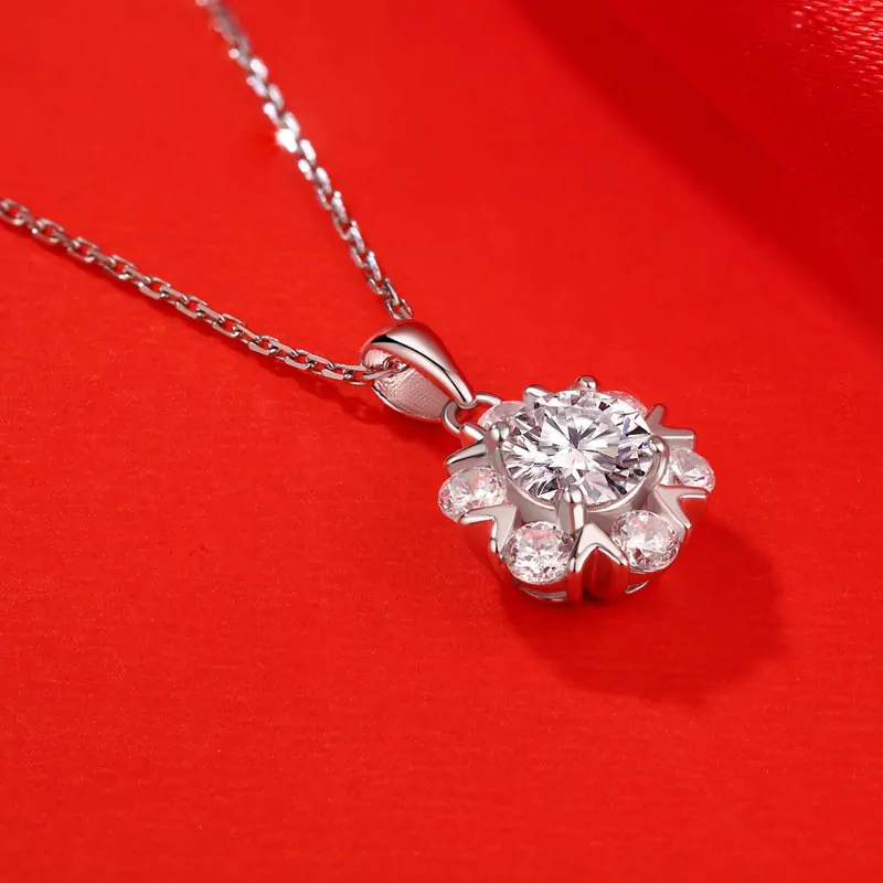 Moissanite CZ Snowflake 925 Sterling Silver Necklace - Image 3