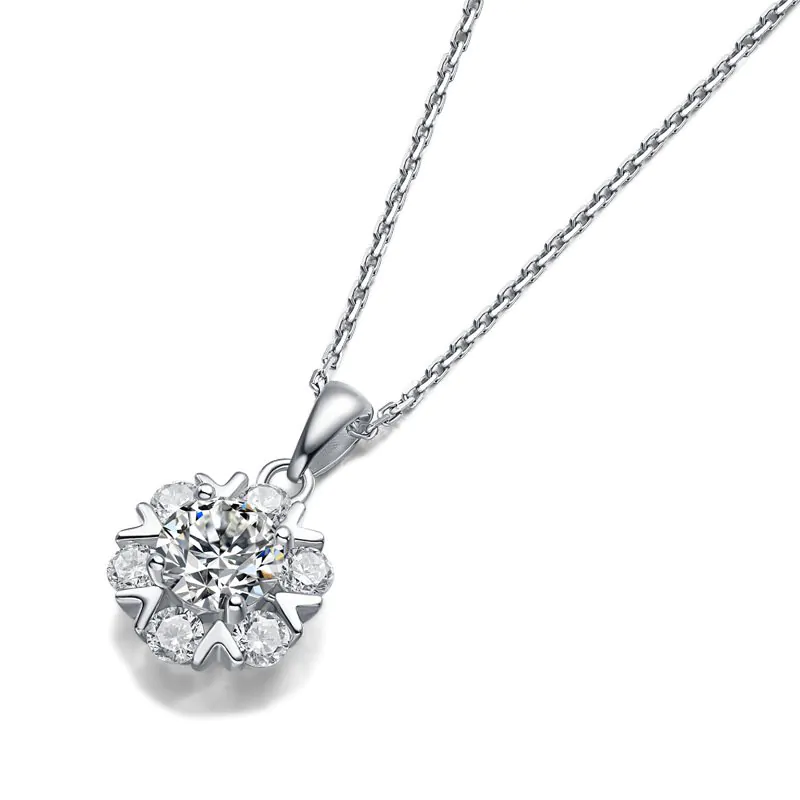 Moissanite CZ Snowflake 925 Sterling Silver Necklace - Image 5