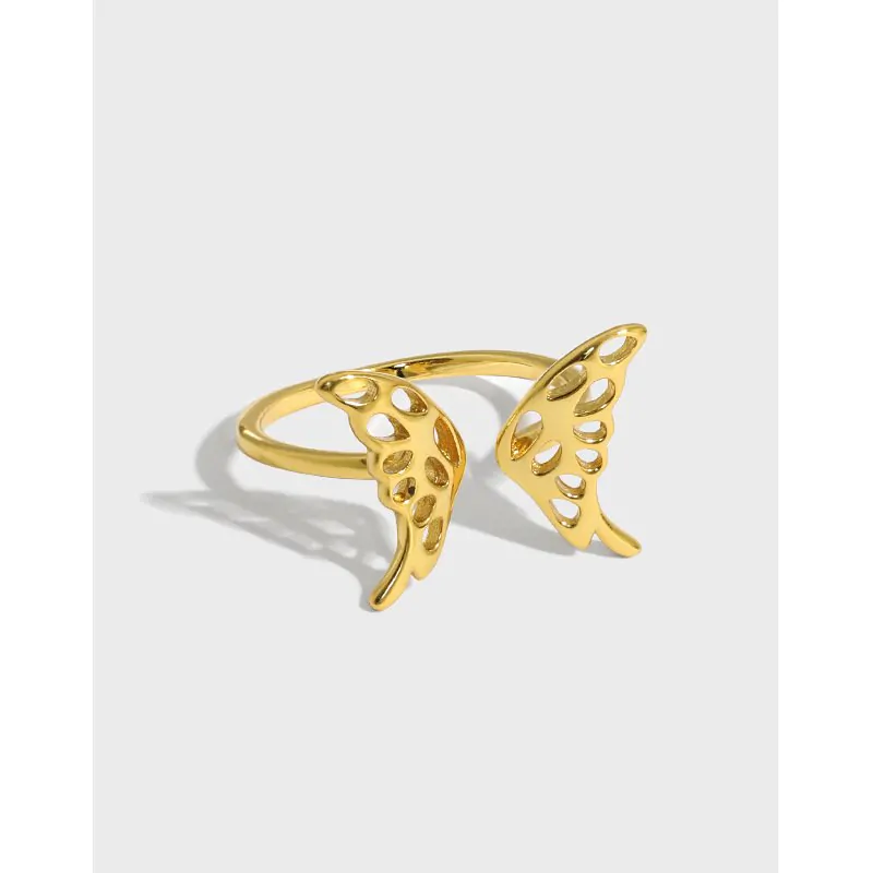 Hollow Butterfly 925 Sterling Silver Adjustable Ring - Image 5