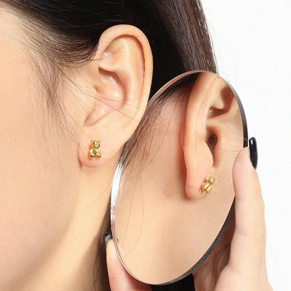 Mini Bear Animal 925 Sterling Silver Stud Earrings - Image 4