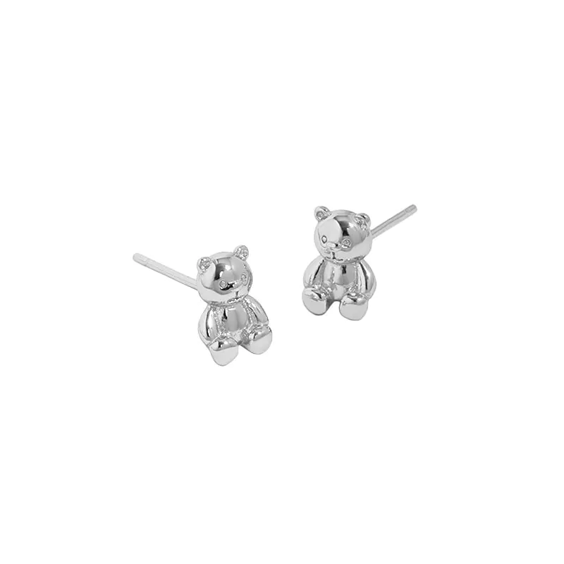 Mini Bear Animal 925 Sterling Silver Stud Earrings