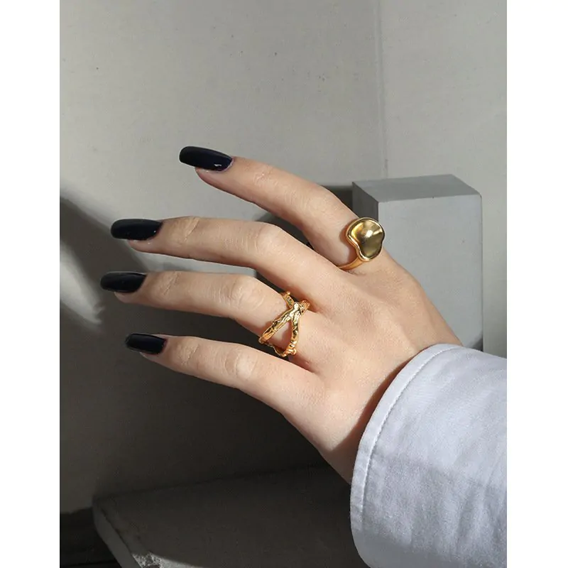 Double Layers Cross X Shape 925 Sterling Silver Adjustable Ring - Image 4