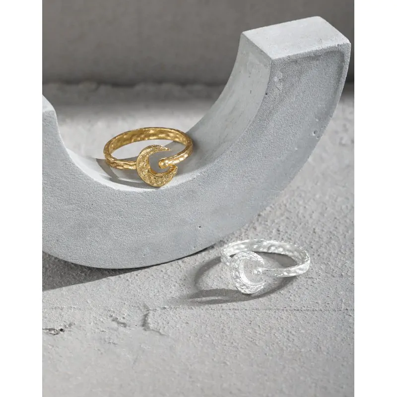 Crescent Moon 925 Sterling Silver Adjustable Ring - Image 2