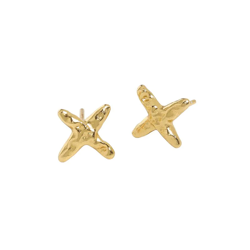 Mini Irregular Cross 925 Sterling Silver Stud Earrings