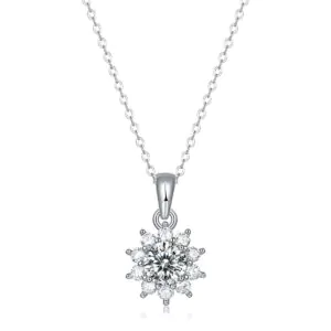 Moissanite CZ Snowflake 925 Sterling Silver Necklace