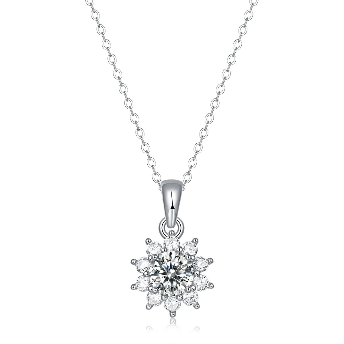 Moissanite CZ Snowflake 925 Sterling Silver Necklace