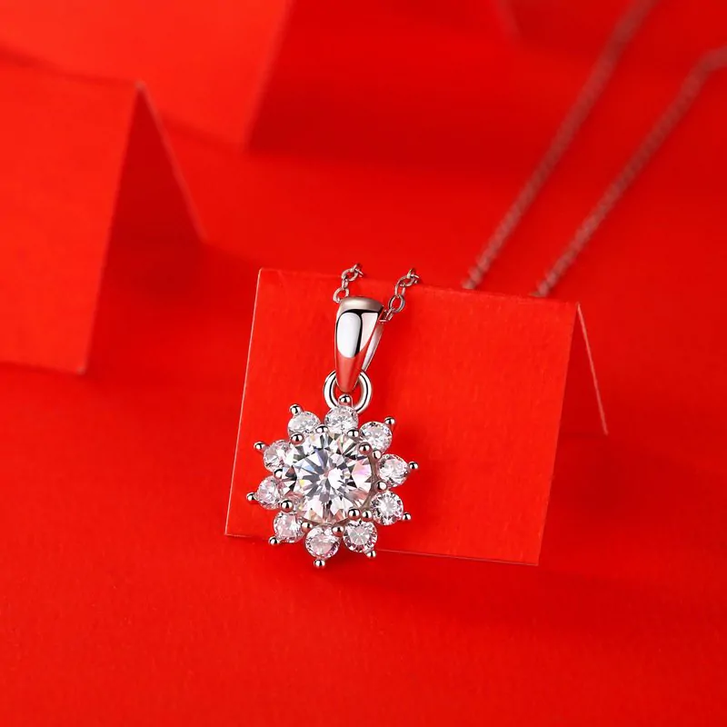 Moissanite CZ Snowflake 925 Sterling Silver Necklace - Image 2