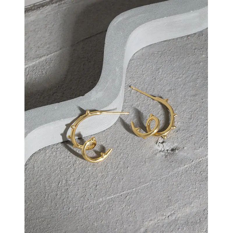 Rivet Twisted Tree Branch 925 Sterling Silver Stud Earrings - Image 2