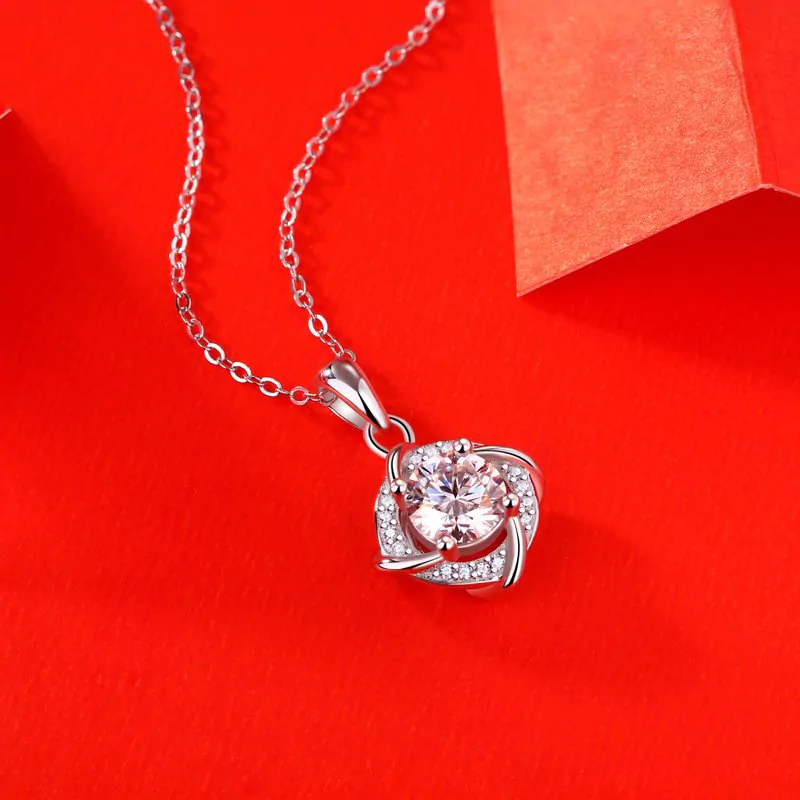 Elegant Moissanite CZ Rhombus 925 Sterling Silver Necklace - Image 2