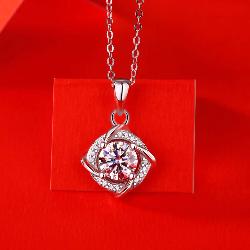 Elegant Moissanite CZ Rhombus 925 Sterling Silver Necklace - Image 3