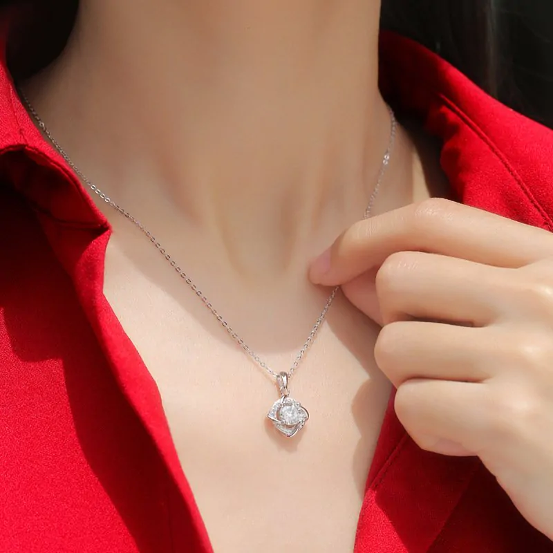 Elegant Moissanite CZ Rhombus 925 Sterling Silver Necklace - Image 4