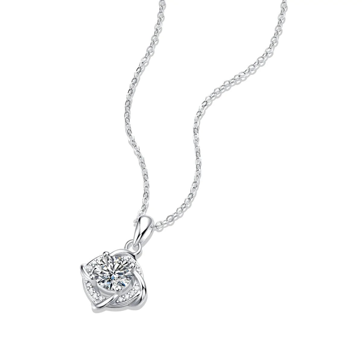 Elegant Moissanite CZ Rhombus 925 Sterling Silver Necklace - Image 5