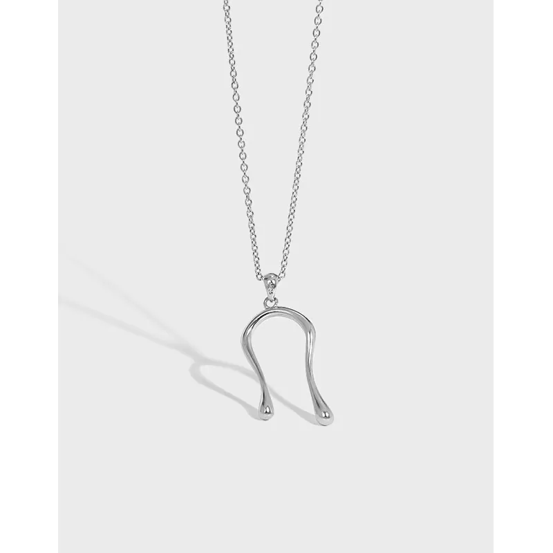 Letter U Shape 925 Sterling Silver Necklace - Image 5