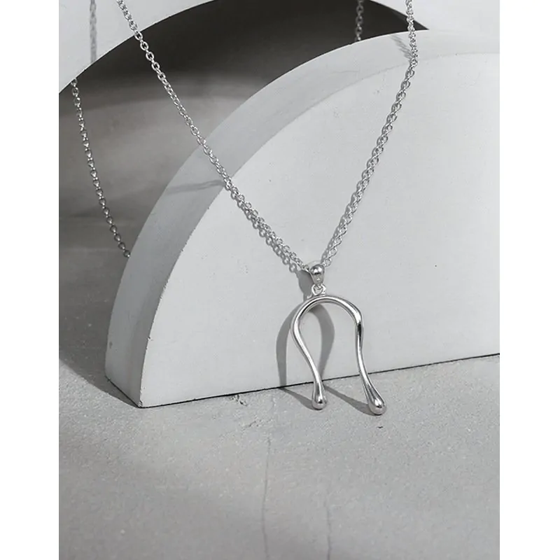 Letter U Shape 925 Sterling Silver Necklace - Image 2