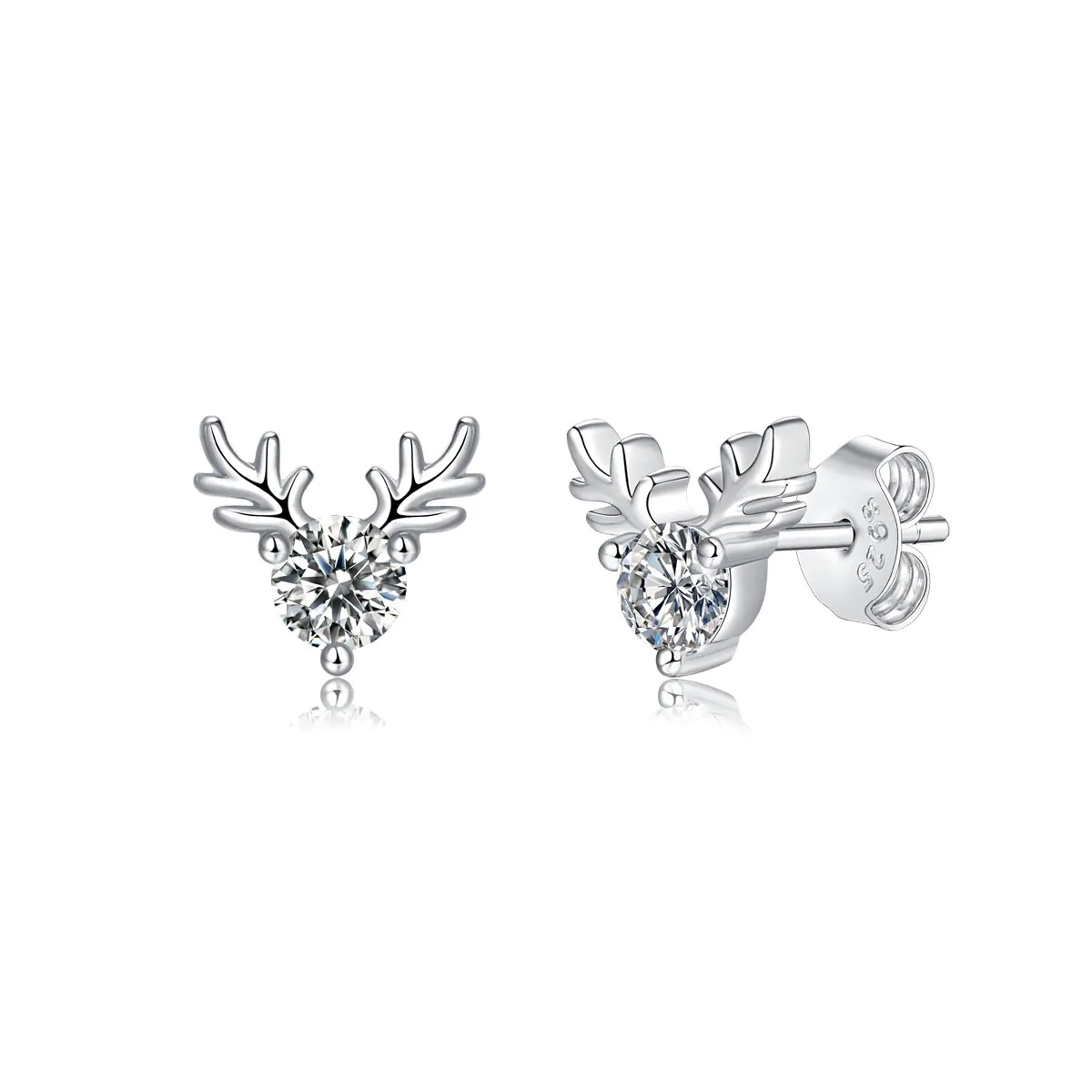 Graduation Moissanite CZ Deers 925 Sterling Silver Stud Earrings - Image 5
