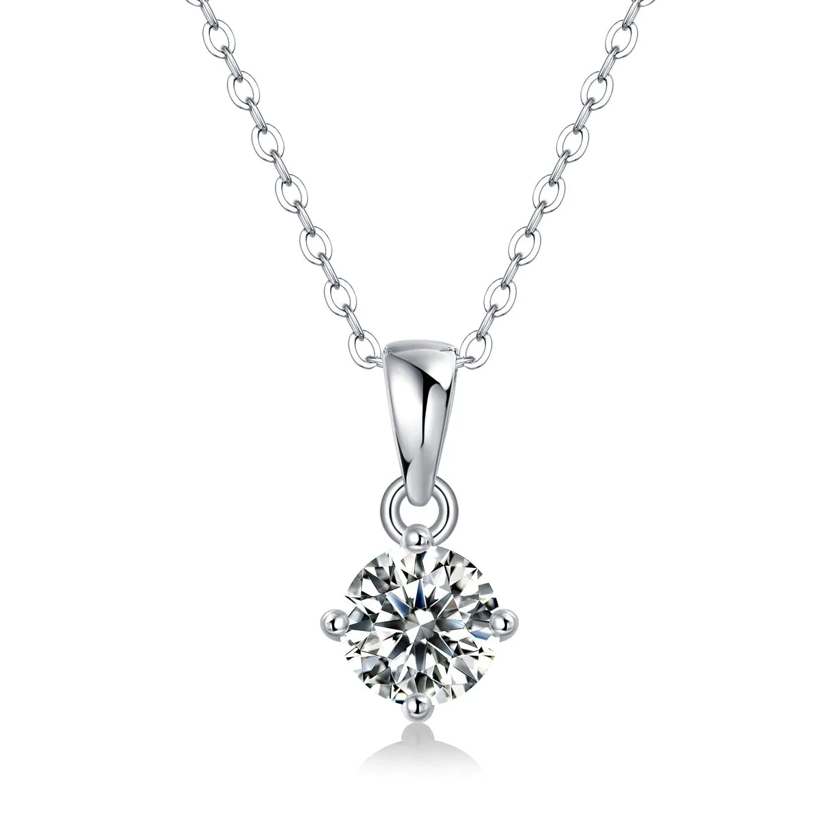 Four Claw Moissanite CZ 925 Sterling Silver Necklace